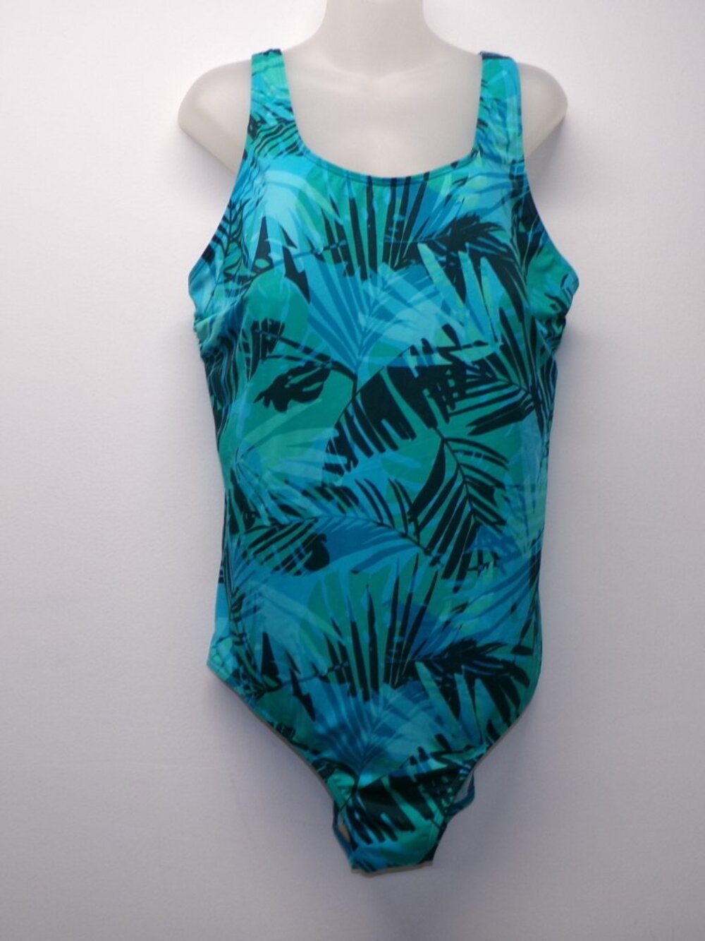 LL Bean Plus Size 22W UPF 50+ Tropical Print One Piece Swim Suit Travel Vacation